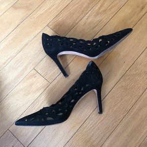 Via Spiga Black Suede Cutout Pumps in size 9